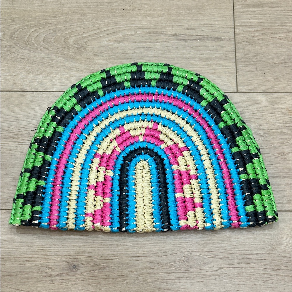 Anthropologie Bay Sky Raffia Rainbow Clutch